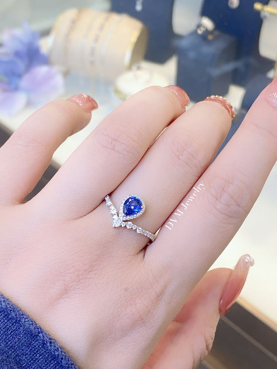 18K WHITE GOLD SAPPHIRE RING | Grs0040