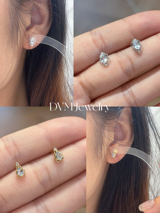 需訂製-18K GOLD AQUAMARINE EARRING | Gea0002