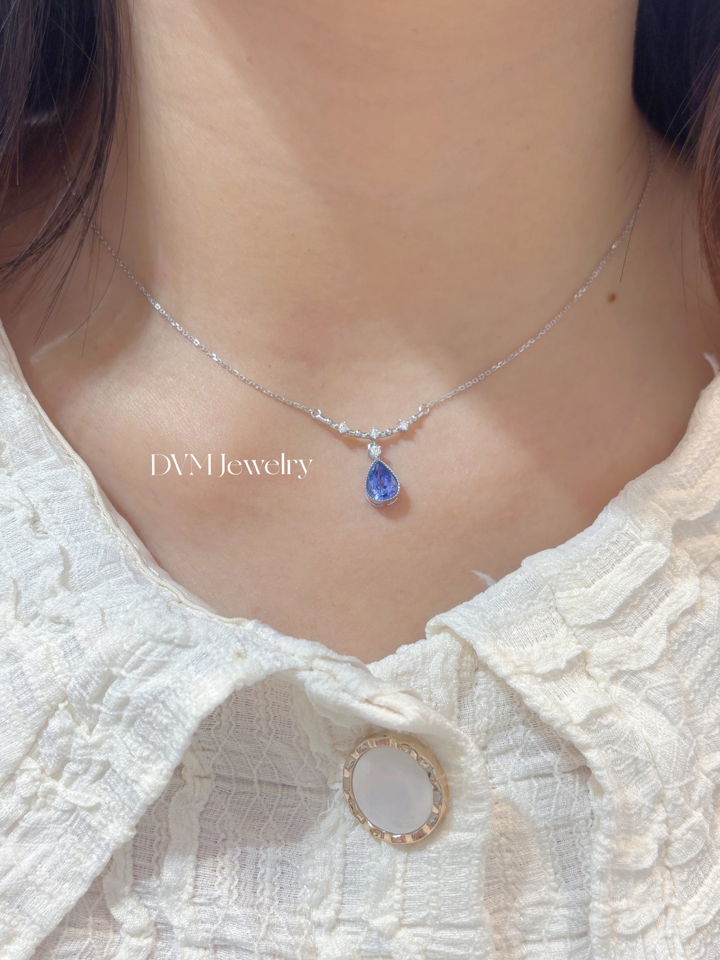 18K WHITE GOLD TANZANITE NECKLACE |Gnta0002
