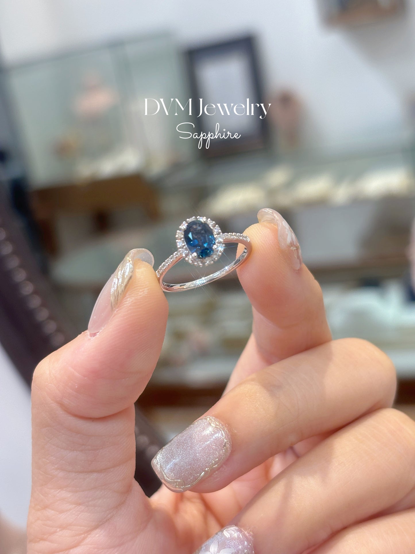 18K WHITE GOLD SAPPHIRE RING | Grs0054