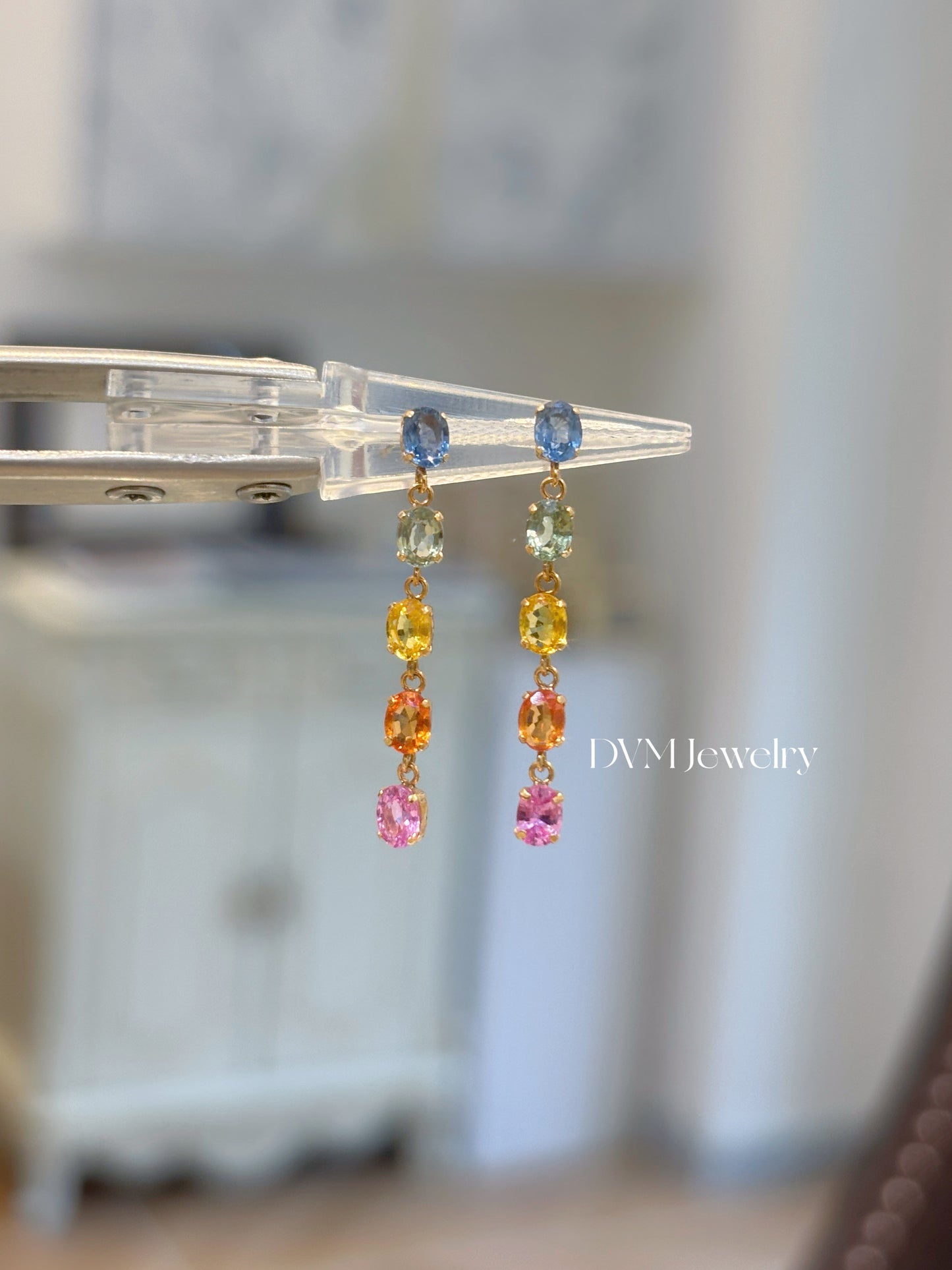 18K GOLD RAINBOW SAPPHIRE EARRING | Ger0001