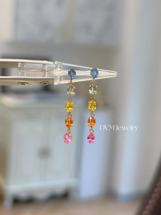 18K GOLD RAINBOW SAPPHIRE EARRING | Ger0001