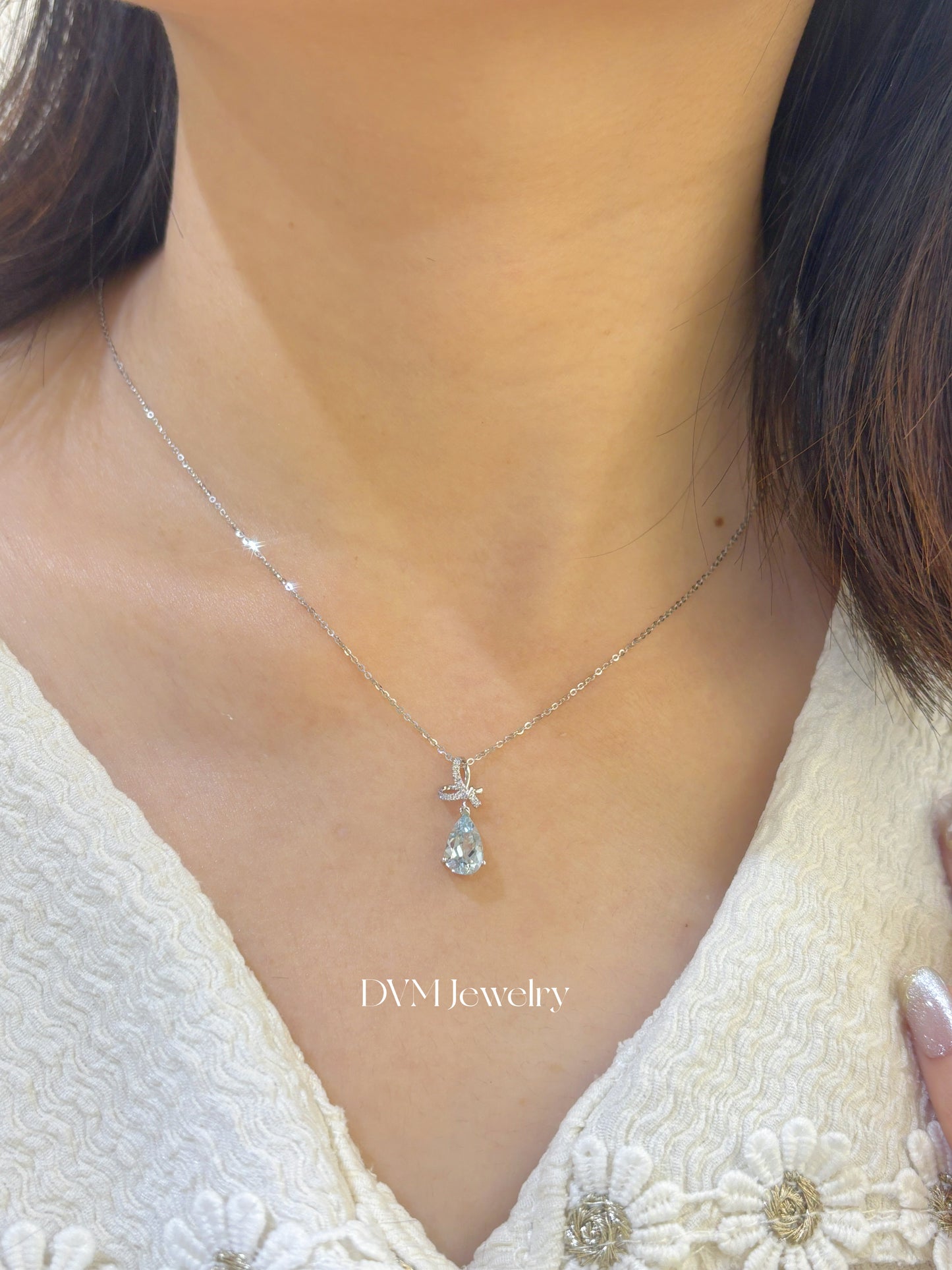 18K WHITE GOLD AQUAMARINE PENDANT | Gpa0009