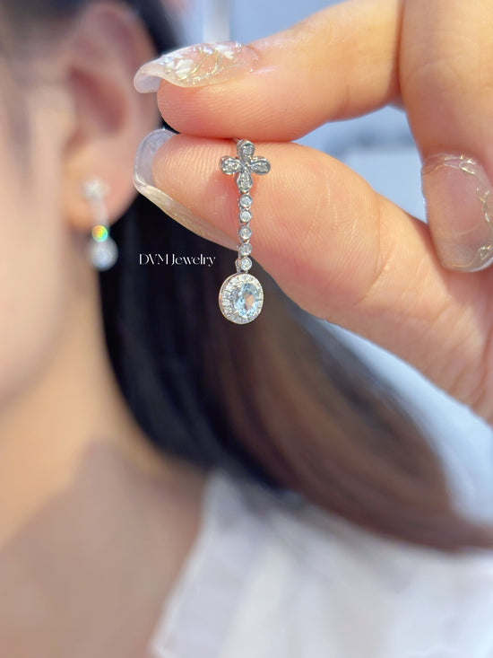 18K WHITE GOLD AQUAMARINE EARRING | Gea0002