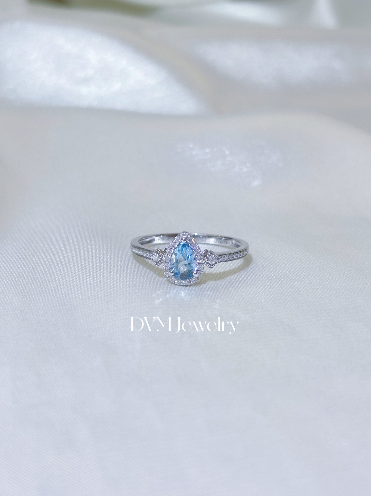 18K GOLD AQUAMARINE DIAMOND RING | Gra0003