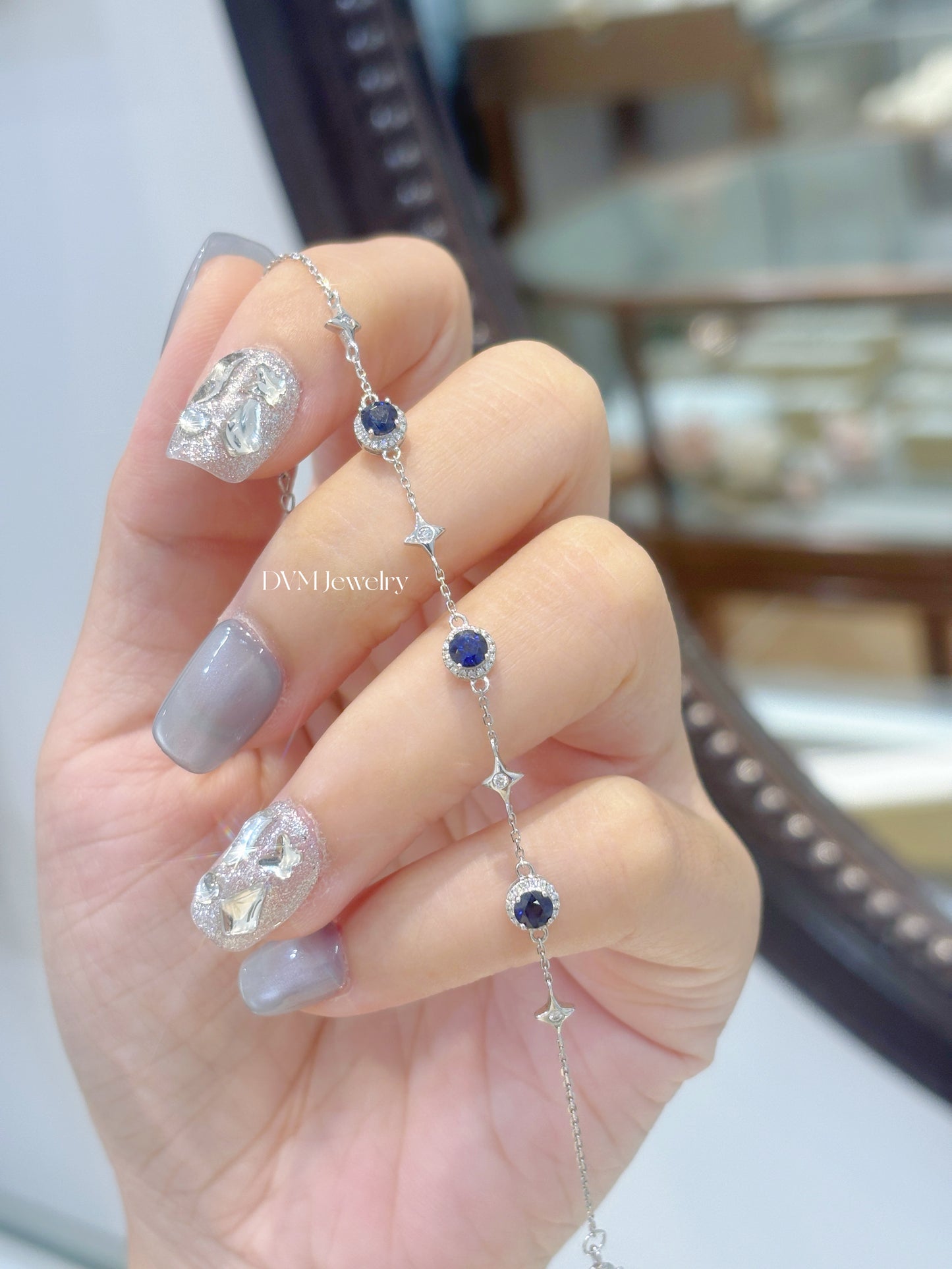 18K WHITE GOLD SAPPHIRE BRACELET | Gbs0002
