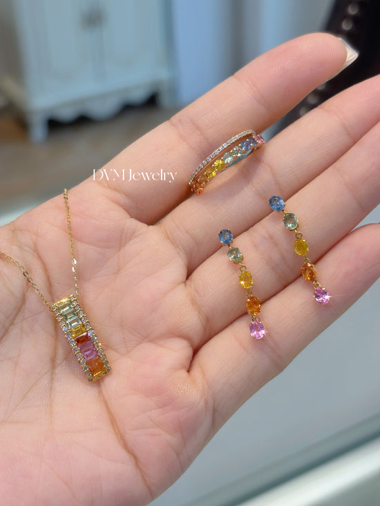 18K GOLD RAINBOW SAPPHIRE EARRING | Ger0001