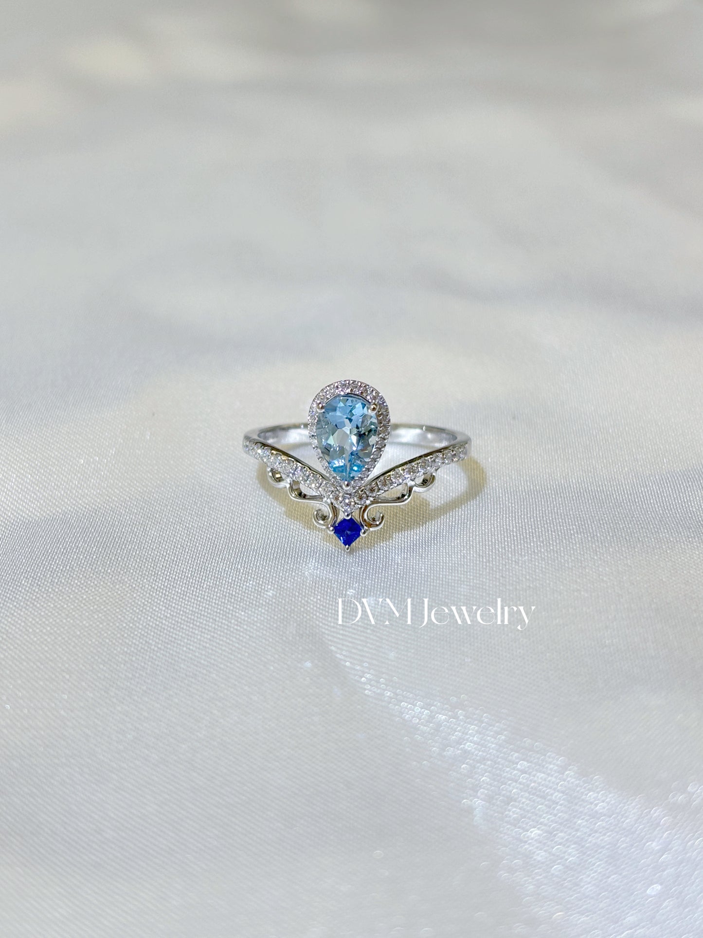 18K WHITE GOLD AQUAMARINE RING |Gra0015