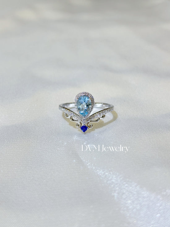 18K WHITE GOLD AQUAMARINE RING |Gra0015