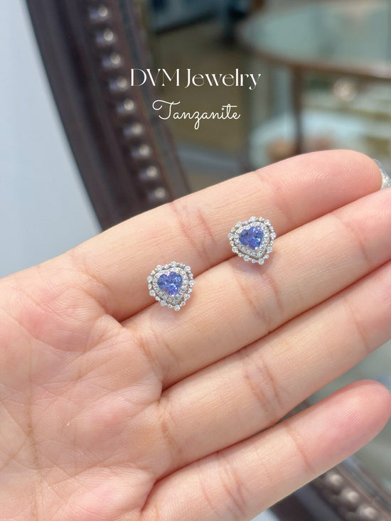 18K WHITE GOLD TANZANITE EARRING | Get0004