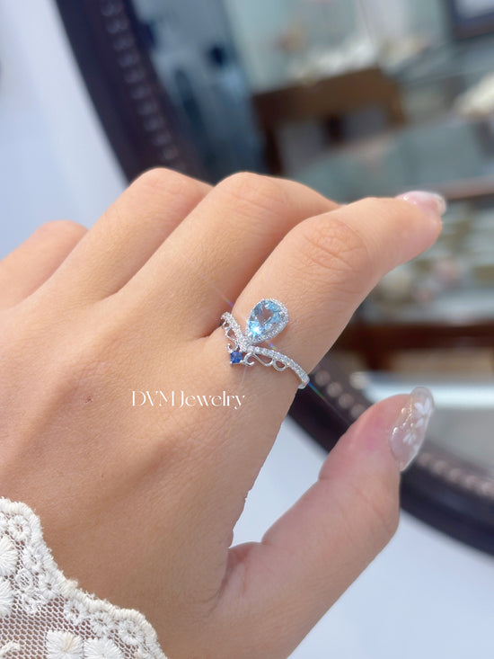 18K WHITE GOLD AQUAMARINE RING |Gra0015