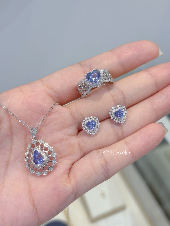 18K WHITE GOLD TANZANITE EARRING | Get0004