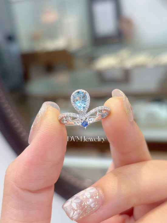 18K WHITE GOLD AQUAMARINE RING |Gra0015