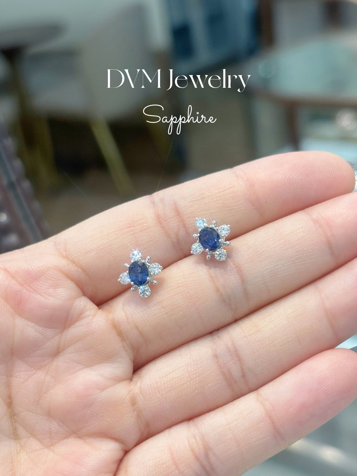 18K WHITE GOLD SAPPHIRE EARRING | Ges0024