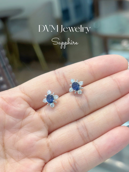 18K WHITE GOLD SAPPHIRE EARRING | Ges0024