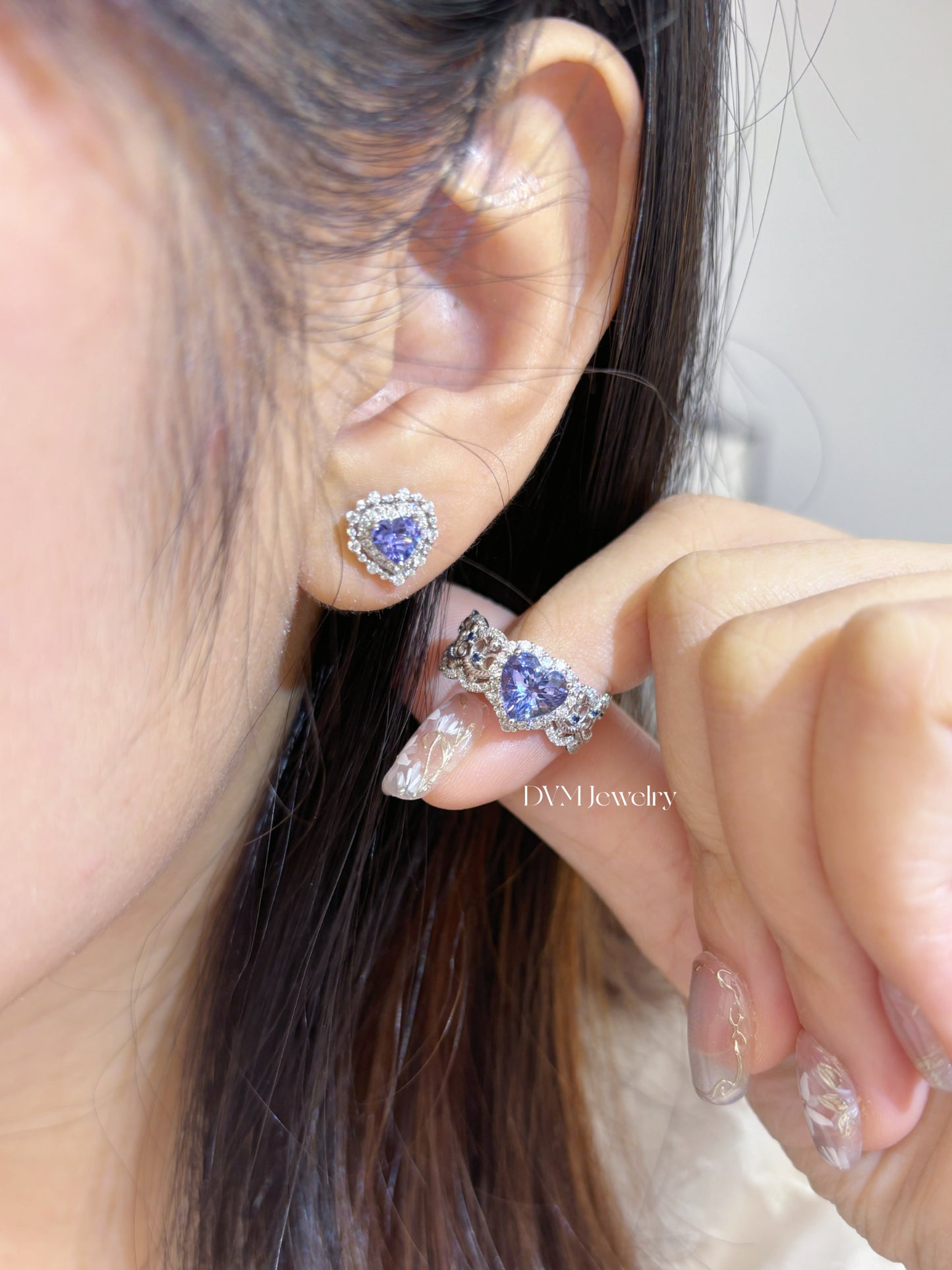 18K WHITE GOLD TANZANITE EARRING | Get0004