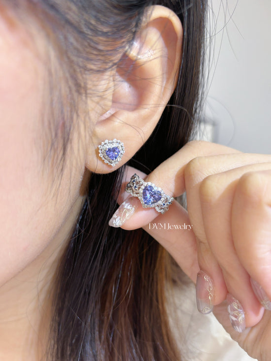 18K WHITE GOLD TANZANITE EARRING | Get0004