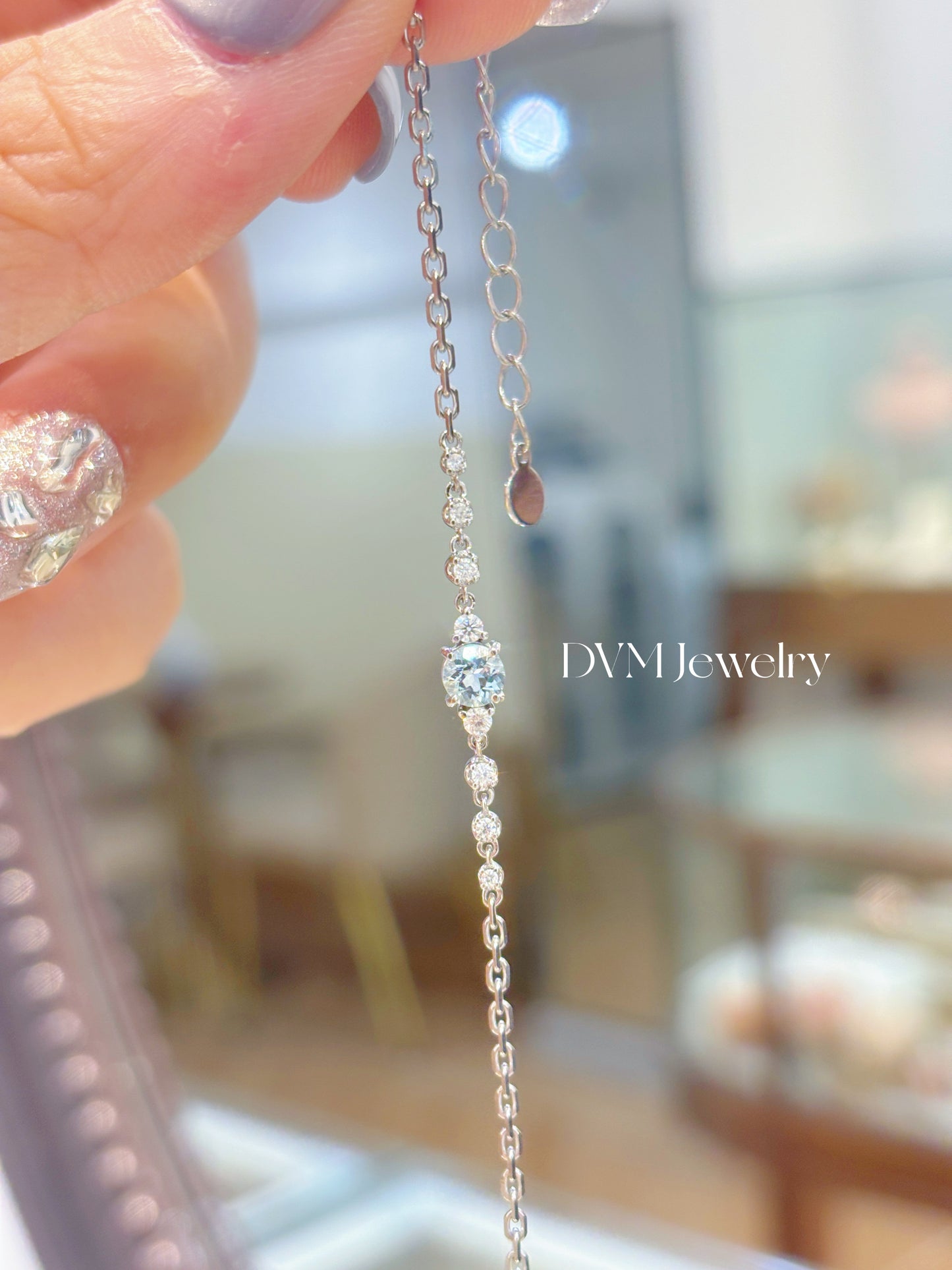 18K WHITE GOLD AQUAMARINE BRACELET | Gba0005
