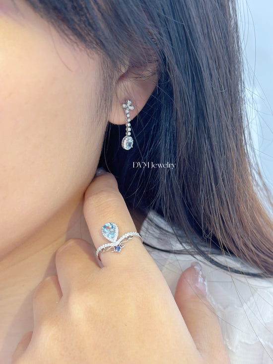 18K WHITE GOLD AQUAMARINE EARRING | Gea0002
