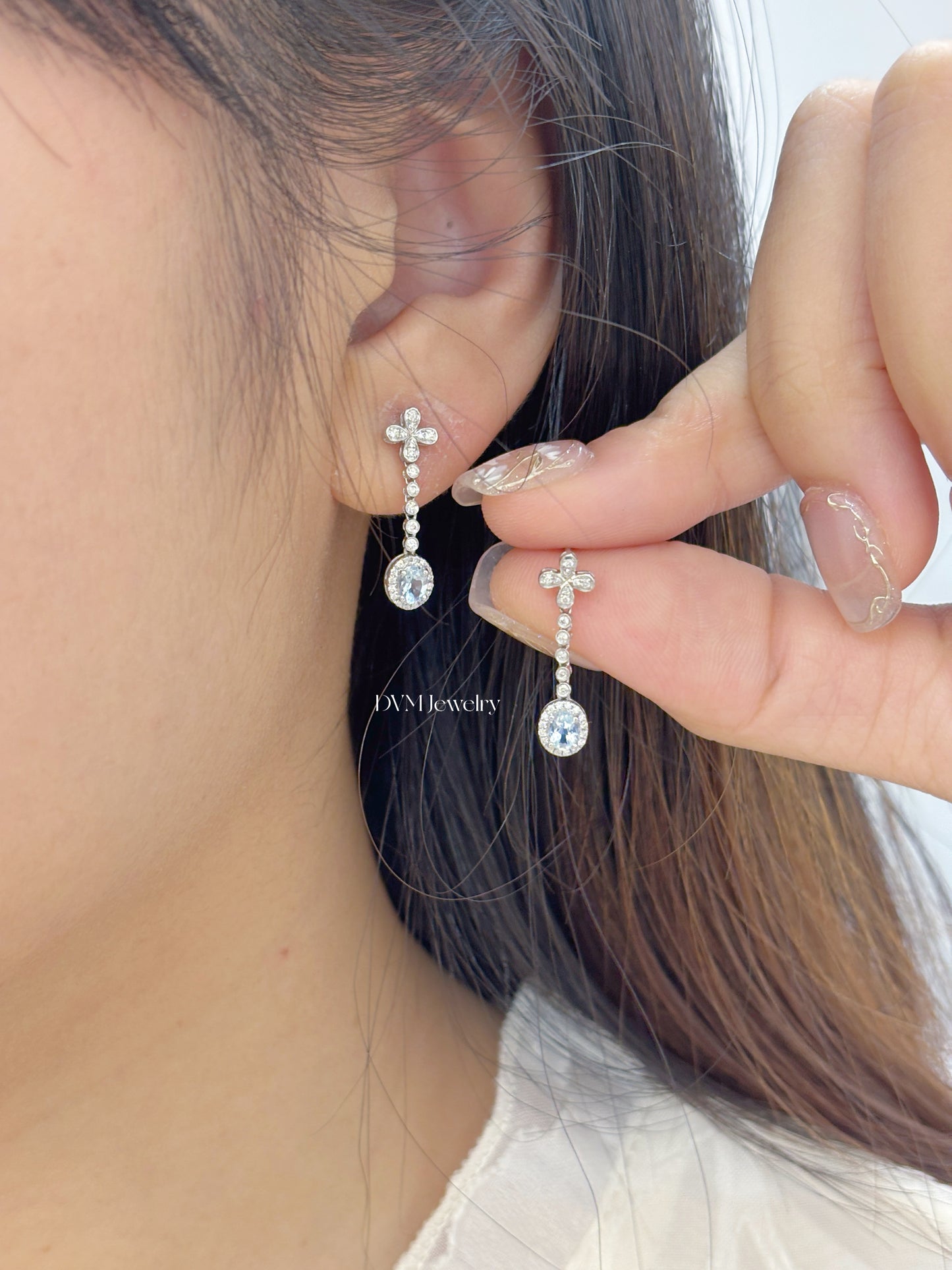 18K WHITE GOLD AQUAMARINE EARRING | Gea0002
