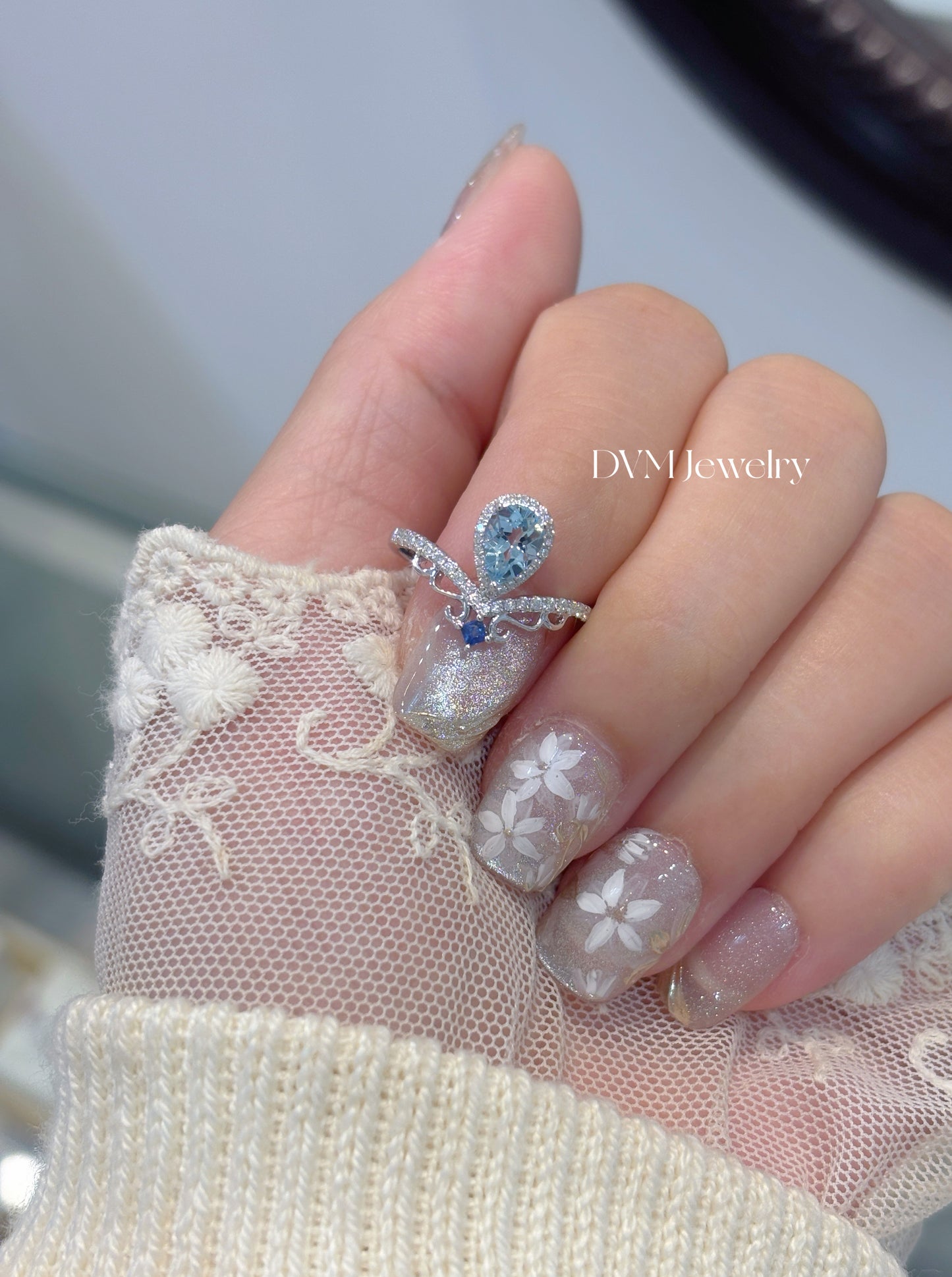 18K WHITE GOLD AQUAMARINE RING |Gra0015