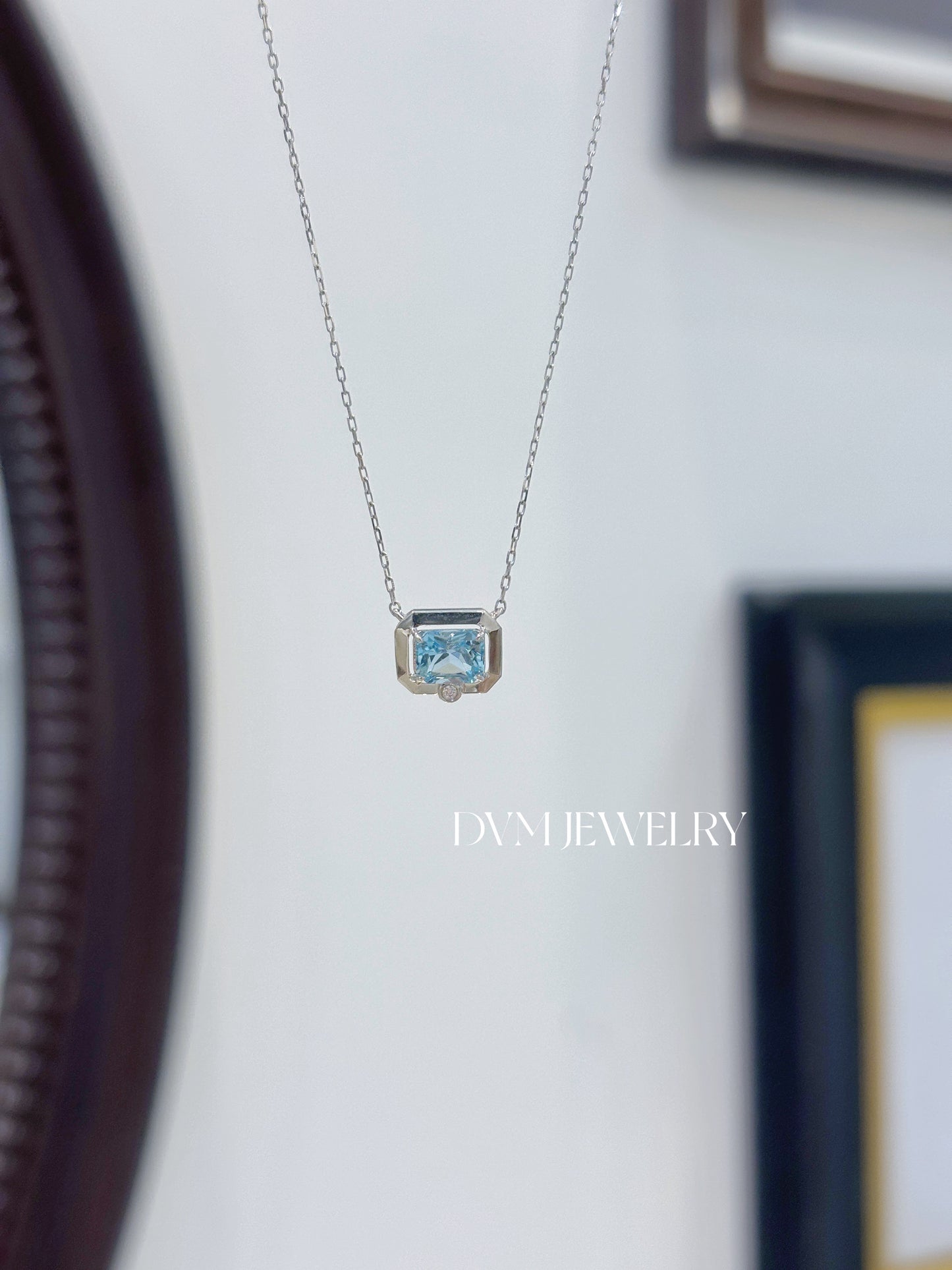 18K WHITE GOLD AQUAMARINE NECKLACE |Gpa0009