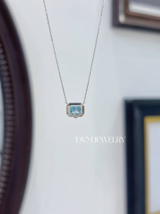 18K WHITE GOLD AQUAMARINE NECKLACE |Gpa0009