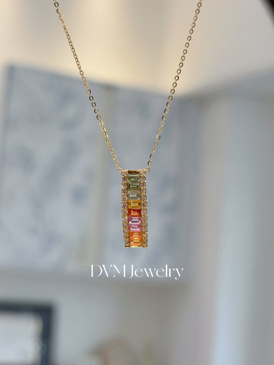 18K GOLD SAPPHIRE NECKLACE |Gnr0001