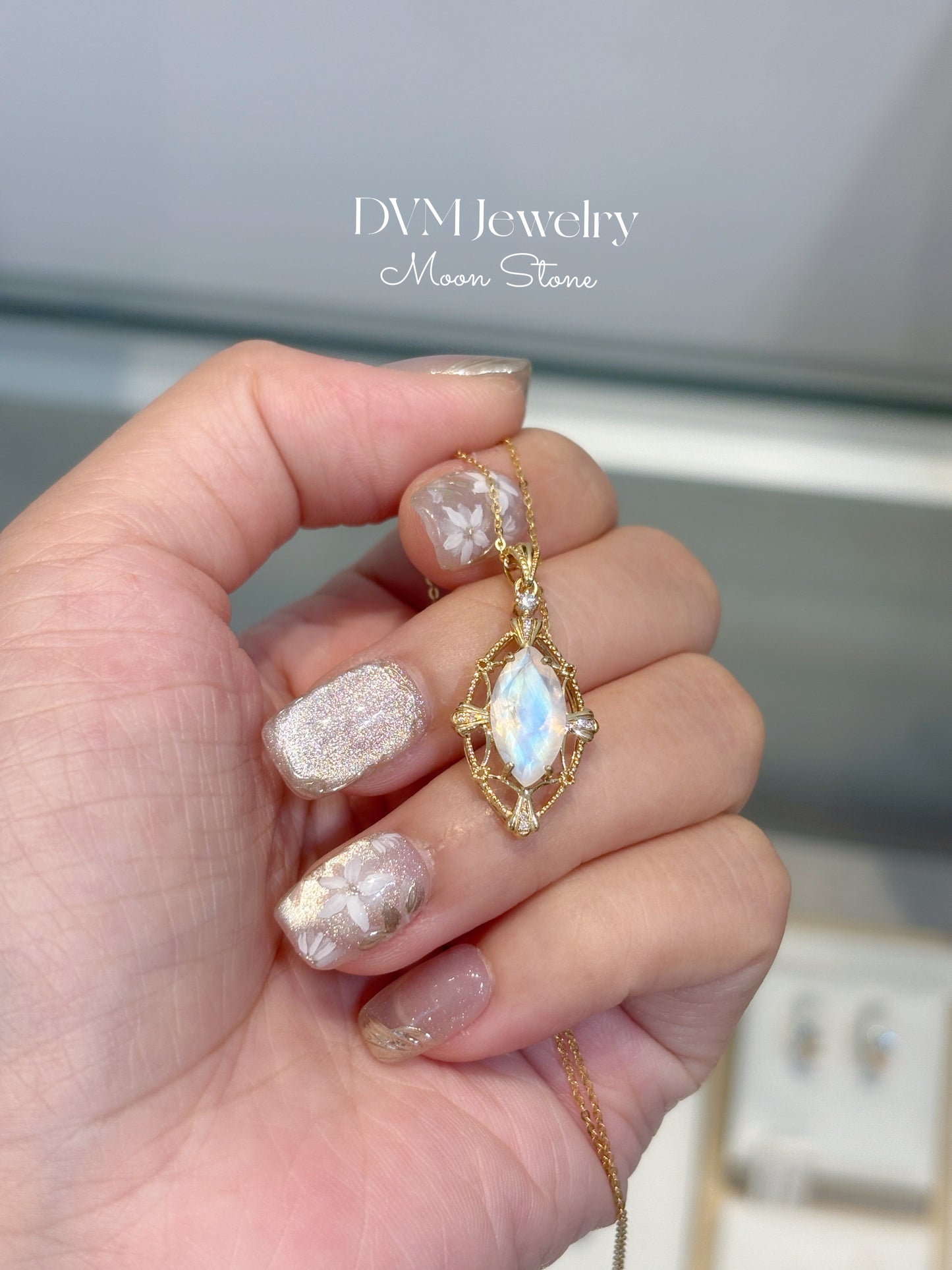 需訂製-18K GOLD MOON STONE PENDANT |