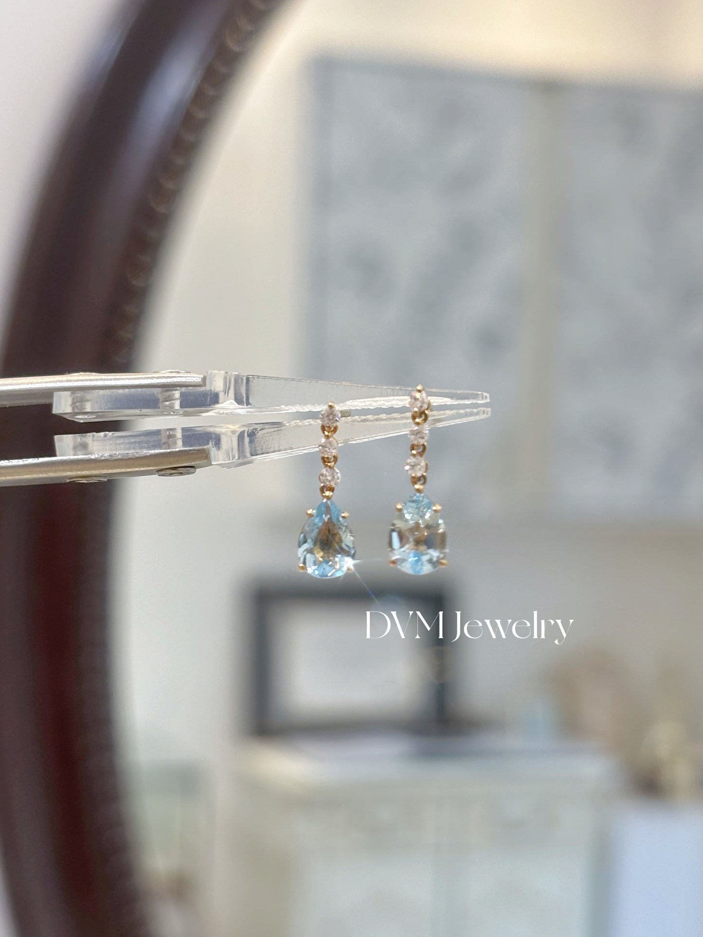 18K WHITE GOLD AQUAMARINE EARRING | Gea0007