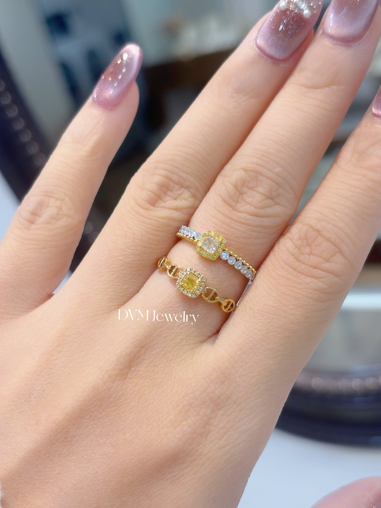 18K GOLD YELLOW DIAMOND RING | Dry0019