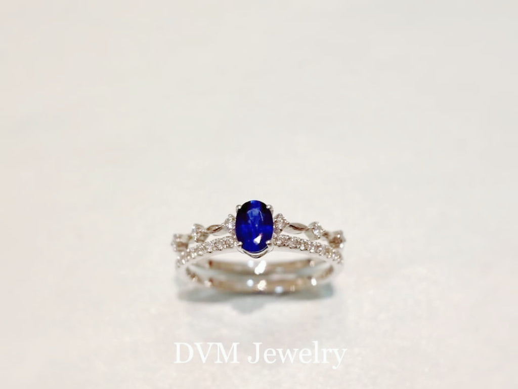 需訂製-18K GOLD SAPPHIRE DIAMOND RING | Grs0027