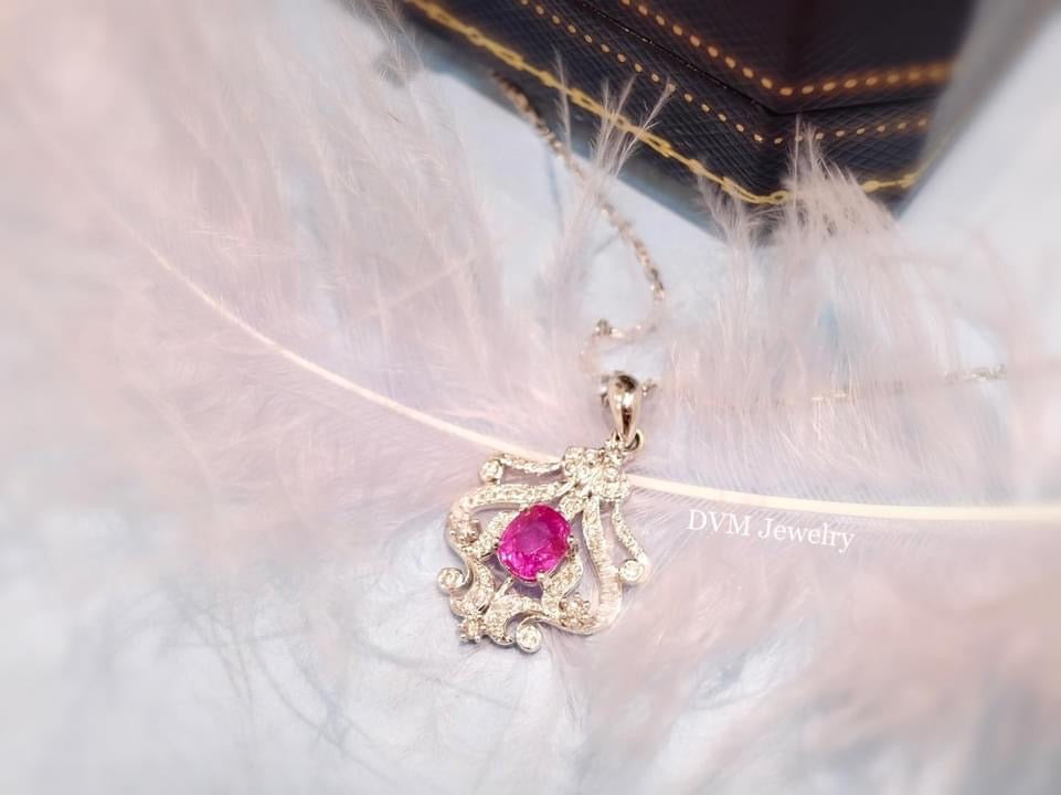 需訂製-18K GOLD PINK SAPPHIRE DIAMOND NECKLACE | Gns0003