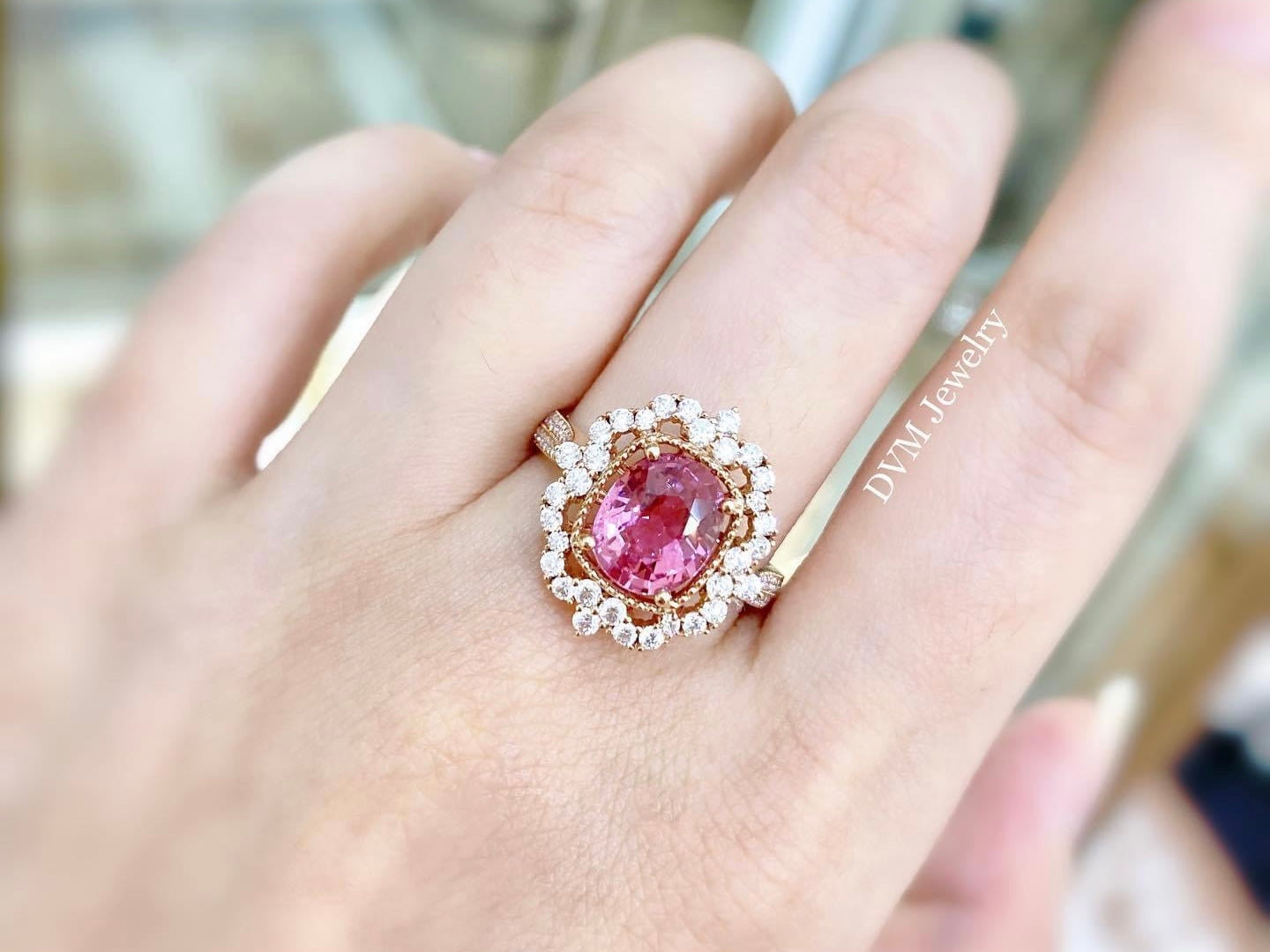 需訂製-18K GOLD PINK TOURMALINE DIAMOND RING | Grto0011
