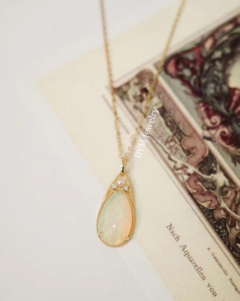 需訂製-18K GOLD OPAL NECKLACE | Gno0009