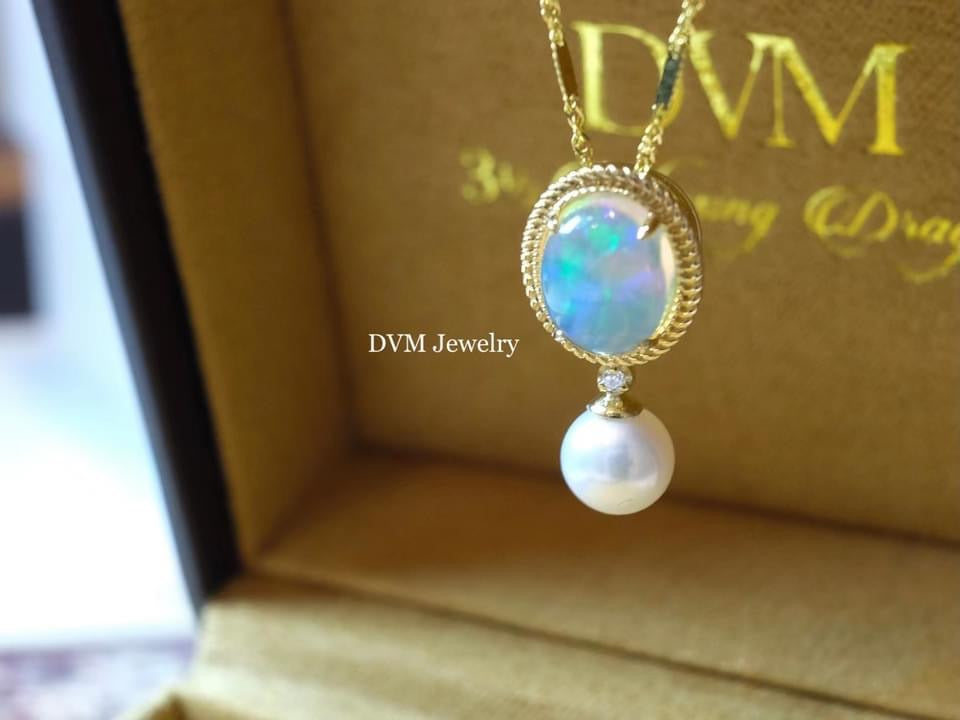 18K GOLD OPAL&PEARL PENDANT | Gpo0005