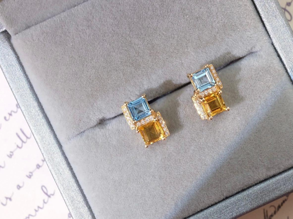 18K GOLD YELLOW SAPPHIRE TOPAZ EARRING | Gept0004