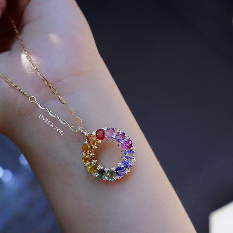 需訂製-18K GOLD RAINBOW SAPPHIRE PENDANT