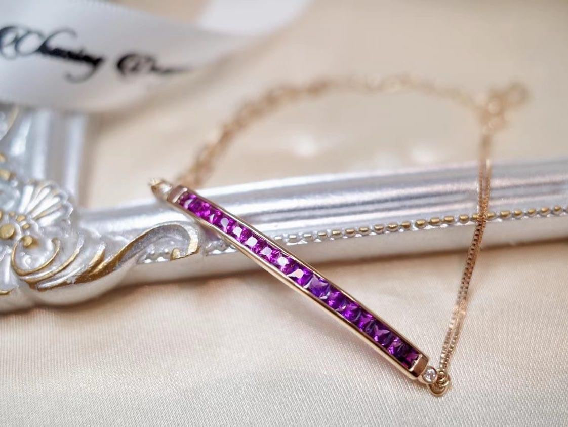需訂製-18K GOLD PURPLE SAPPHIRE BRACELET  | Gbs0008