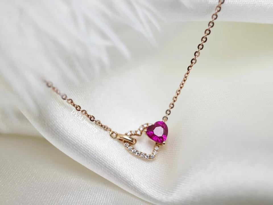 18K GOLD PINK RUBY NECKLACE | Gnru0001