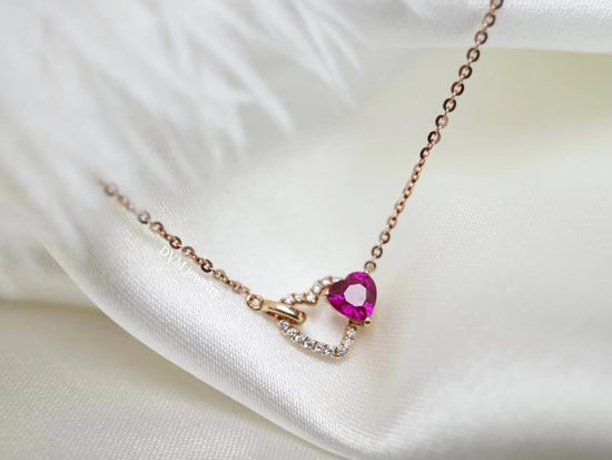18K GOLD PINK RUBY NECKLACE | Gnru0001