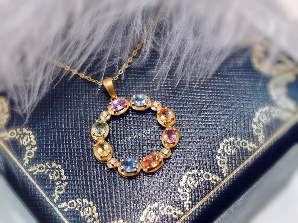 需訂製-18K GOLD RAINBOW SAPPHIRE PENDANT | Gps0007