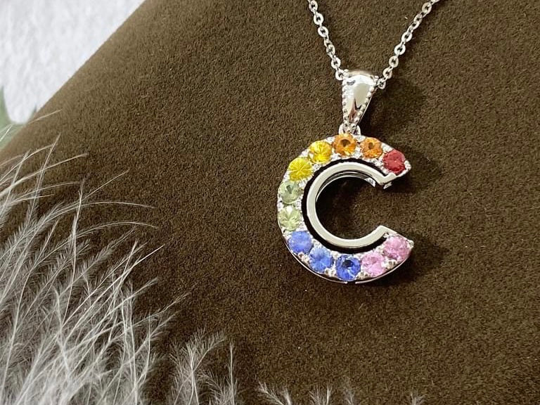 需訂製-18K GOLD RAINBOW SAPPHIRE PENDANT | Gprr0001