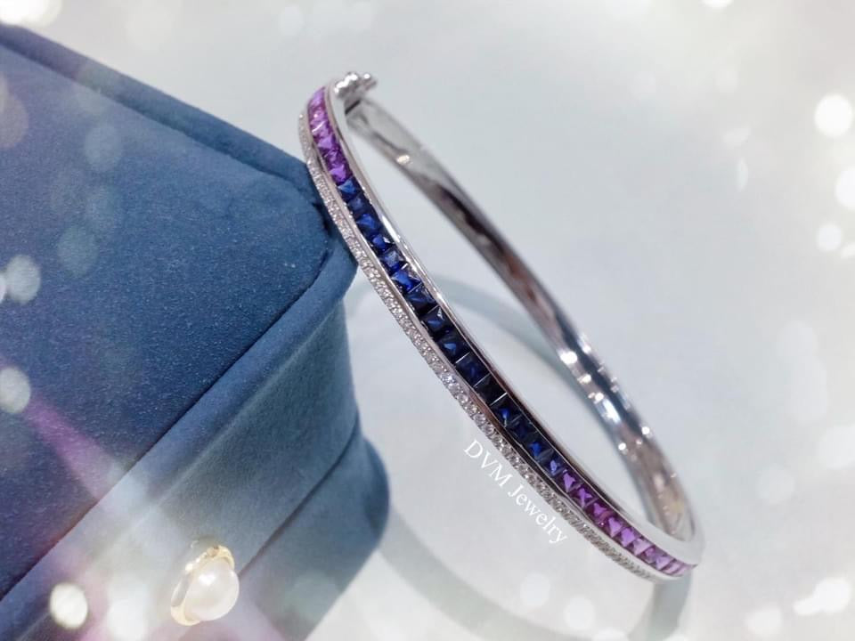 需訂製-18K GOLD PURPLE SAPPHIRE DIAMOND BRACELET | Gbs0004