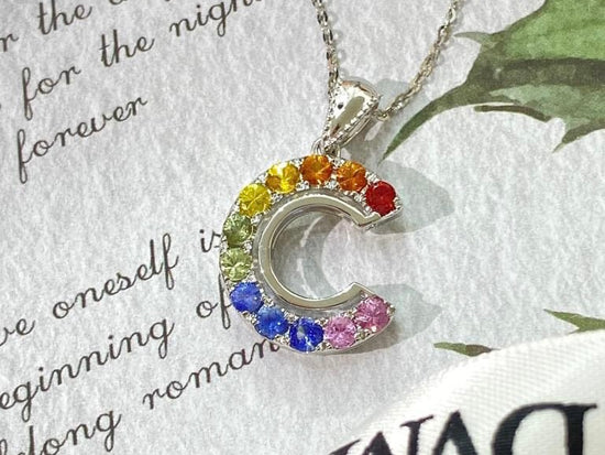 需訂製-18K GOLD RAINBOW SAPPHIRE PENDANT | Gprr0001