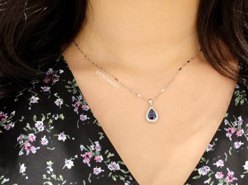 18K GOLD SAPPHIRE DIAMOND PENDANT | Gps0015