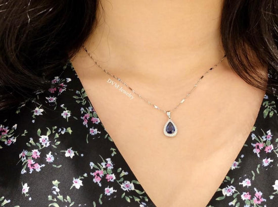 18K GOLD SAPPHIRE DIAMOND PENDANT | Gps0015