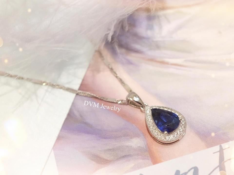 18K GOLD SAPPHIRE DIAMOND PENDANT | Gps0015