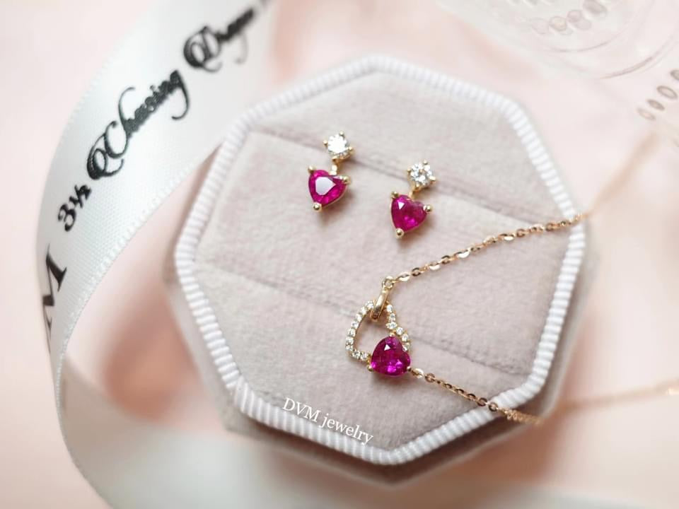 18K GOLD PINK RUBY NECKLACE | Gnru0001