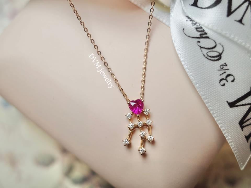 需訂製-18K GOLD PINK RUBY NECKLACE | Gnru0002